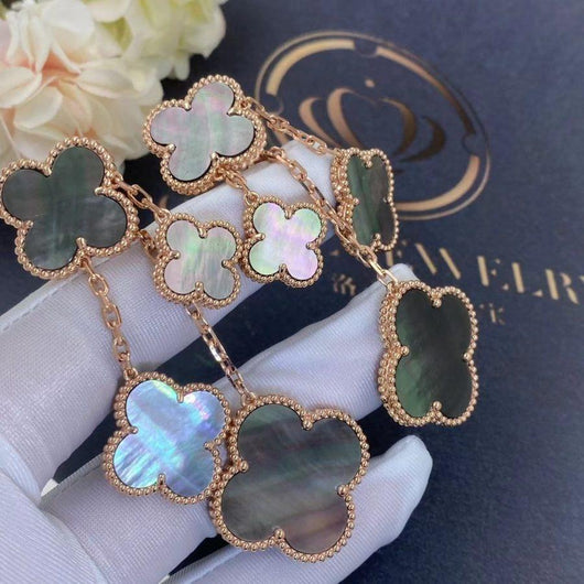 CLOVER 4 MOTIFS DARK MOP  EARRINGS