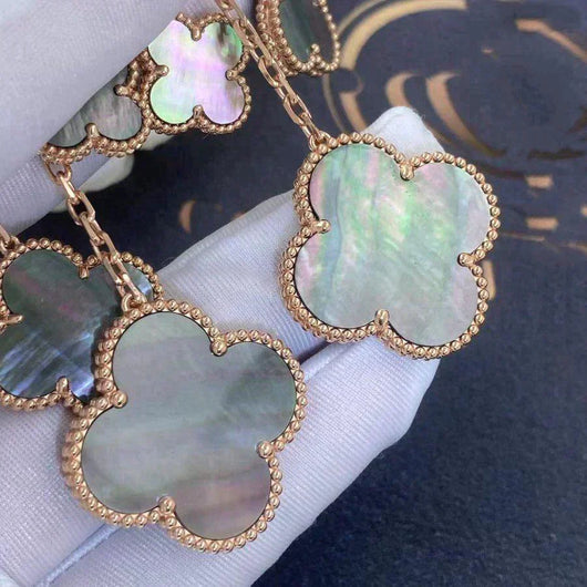 CLOVER 4 MOTIFS DARK MOP  EARRINGS