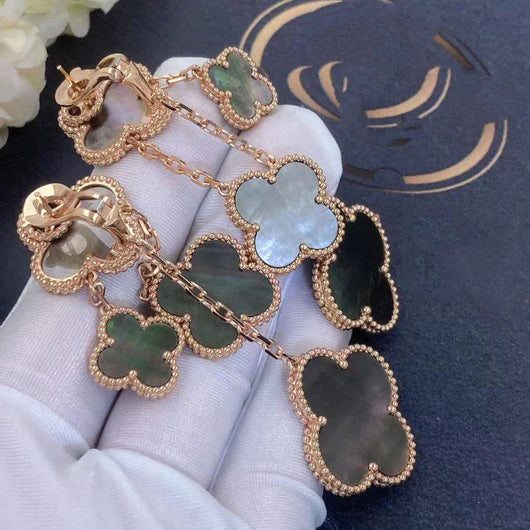 CLOVER 4 MOTIFS DARK MOP  EARRINGS