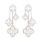 CLOVER  4 MOTIFS WHITE MOP EARRINGS  SILVER