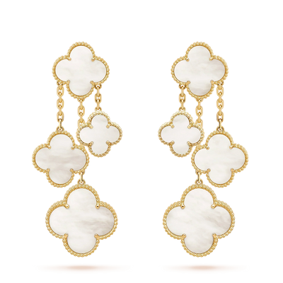 CLOVER 4 MOTIFS  WHITE MOP EARRINGS