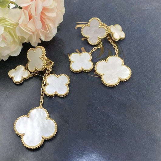 CLOVER 4 MOTIFS  WHITE MOP EARRINGS
