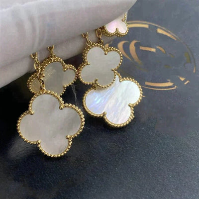 CLOVER 4 MOTIFS  WHITE MOP EARRINGS