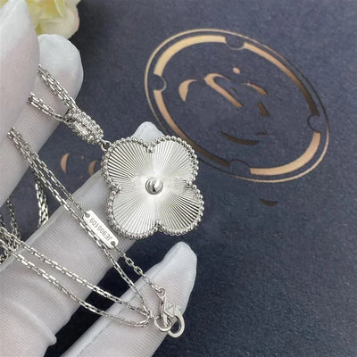 CLOVER LARGE 25MM LASER NECKLACE SILVER