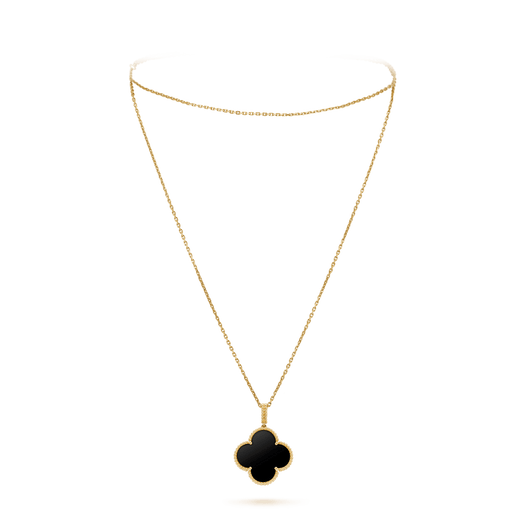 CLOVER LARGE 25MM  ONYX NECKLACE