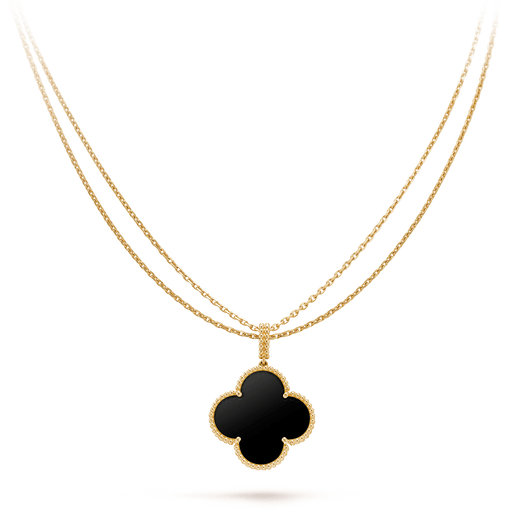 CLOVER LARGE 25MM  ONYX NECKLACE