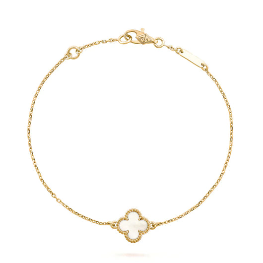 CLOVER WHITE MOP SINGLE FLOWER BRACELET
