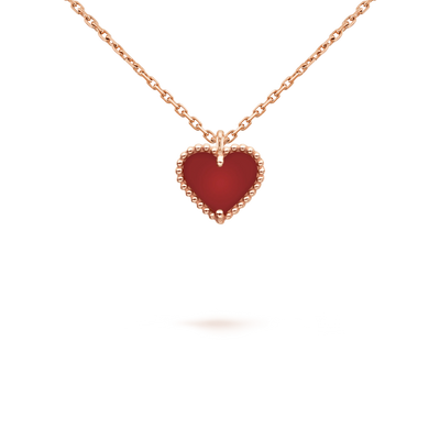 SWEET CLOVER CARNELIAN HEART NECKLACE