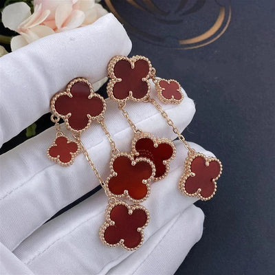 CLOVER 4 MOTIFS CARNELIAN EARRINGS