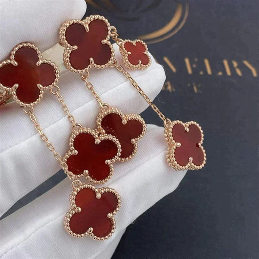 CLOVER 4 MOTIFS CARNELIAN EARRINGS