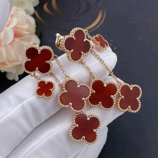 CLOVER 4 MOTIFS CARNELIAN EARRINGS