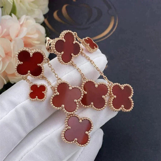 CLOVER 4 MOTIFS CARNELIAN EARRINGS