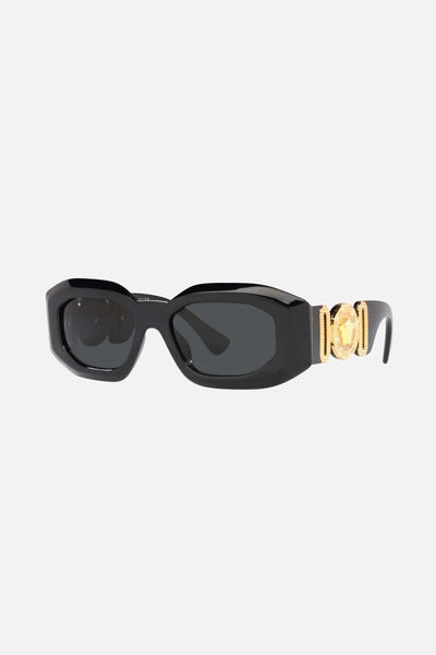 Versace biggie bold oval sunglasses in black with iconic jellyfish - Lux Studios