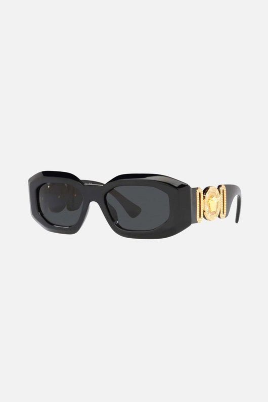 Versace biggie bold oval sunglasses in black with iconic jellyfish - Lux Studios