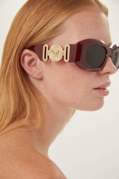 Versace biggie bold sunglasses in burgundy with iconic jellyfish - Lux Studios