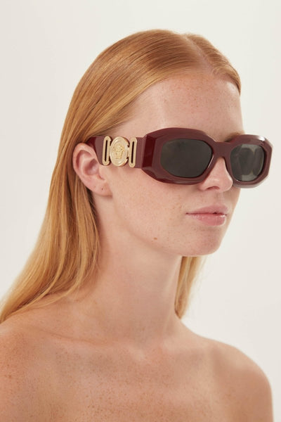 Versace biggie bold sunglasses in burgundy with iconic jellyfish - Lux Studios