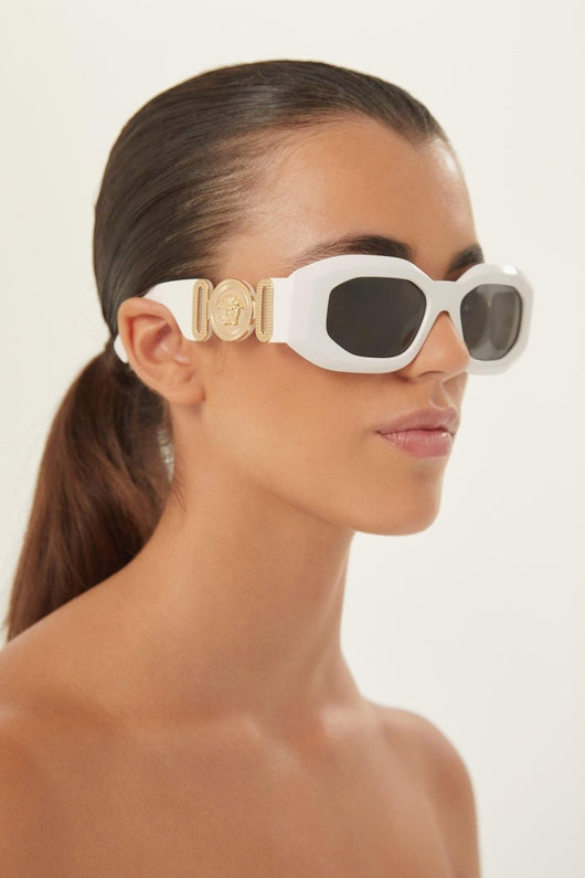 Versace biggie bold sunglasses in white with iconic jellyfish - Lux Studios