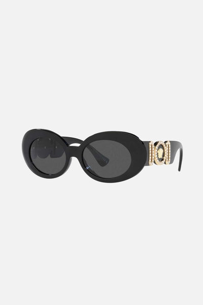 Versace biggie oval sunglasses in black with iconic jellyfish - Lux Studios
