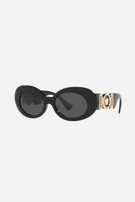 Versace biggie oval sunglasses in black with iconic jellyfish - Lux Studios