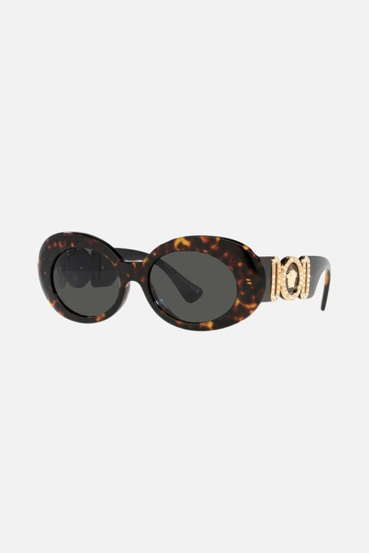 Versace biggie oval sunglasses in havana with iconic jellyfish - Lux Studios
