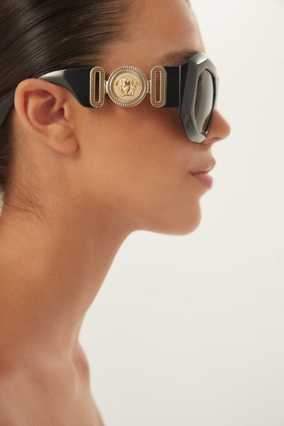 Versace biggie oversized sunglasses in black with iconic jellyfish - Lux Studios