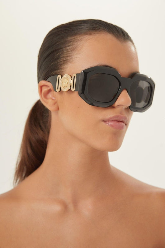 Versace biggie oversized sunglasses in black with iconic jellyfish - Lux Studios
