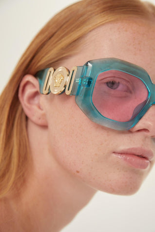 Versace biggie oversized sunglasses in blue with iconic jellyfish