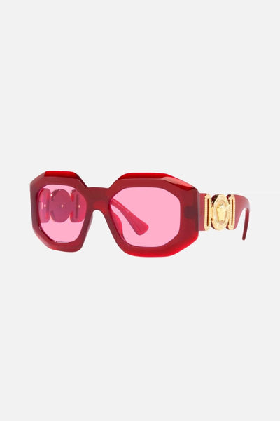 Versace biggie oversized sunglasses in burgundy with iconic jellyfish - Lux Studios