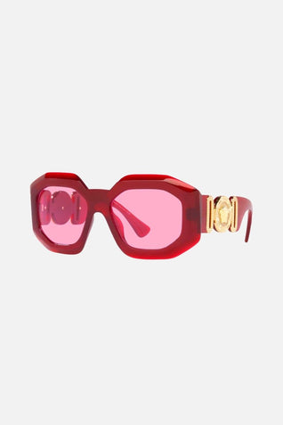 Versace biggie oversized sunglasses in burgundy with iconic jellyfish