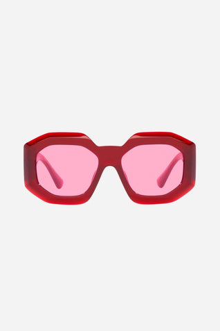 Versace biggie oversized sunglasses in burgundy with iconic jellyfish