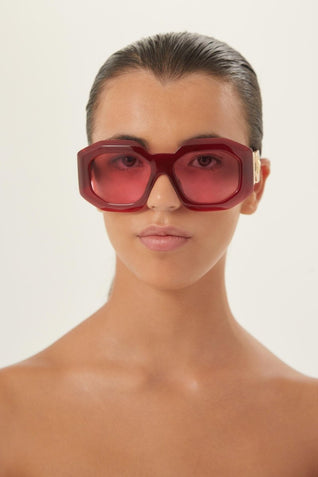 Versace biggie oversized sunglasses in burgundy with iconic jellyfish