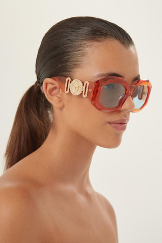 Versace biggie oversized sunglasses in orange with iconic jellyfish