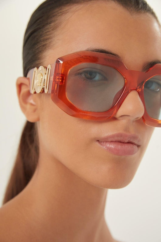 Versace biggie oversized sunglasses in orange with iconic jellyfish - Lux Studios