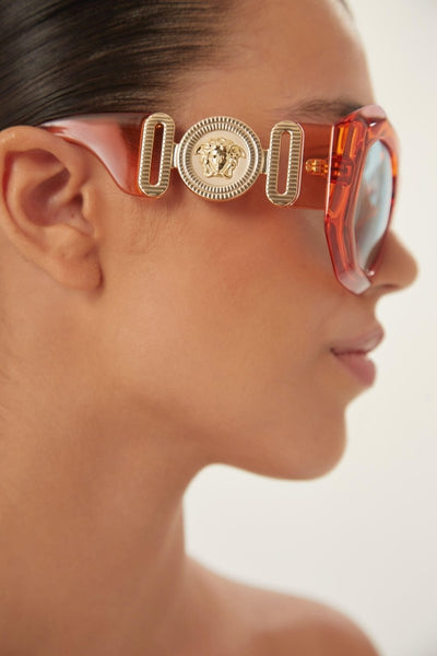 Versace biggie oversized sunglasses in orange with iconic jellyfish - Lux Studios