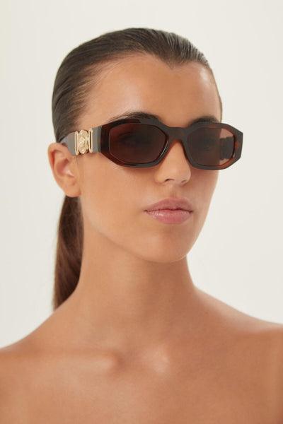 Versace biggie sunglasses in havana with iconic jellyfish - Lux Studios