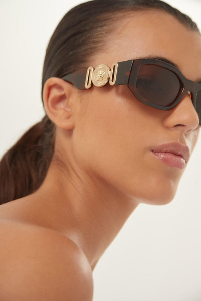 Versace biggie sunglasses in havana with iconic jellyfish - Lux Studios