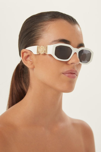 Versace biggie sunglasses in white with iconic jellyfish - Lux Studios