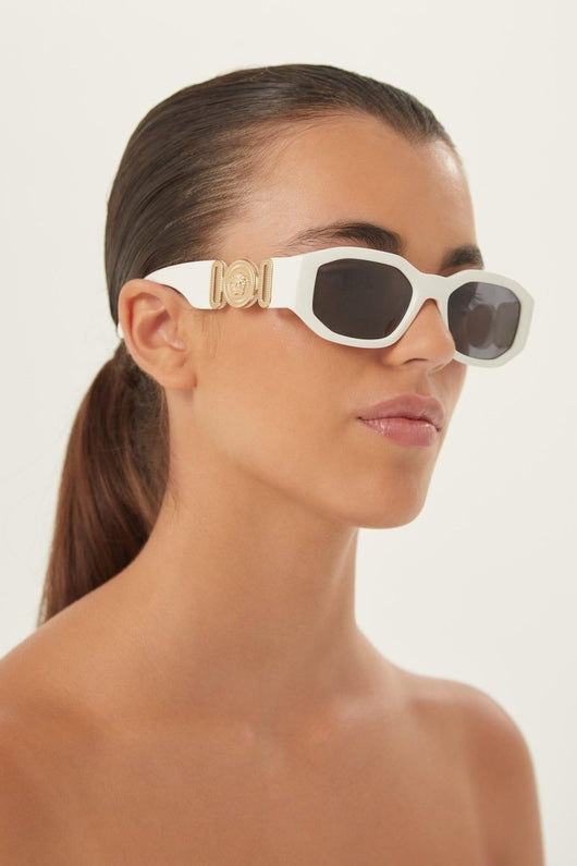 Versace biggie sunglasses in white with iconic jellyfish - Lux Studios