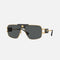Versace black metal pilot sunglasses with gold details