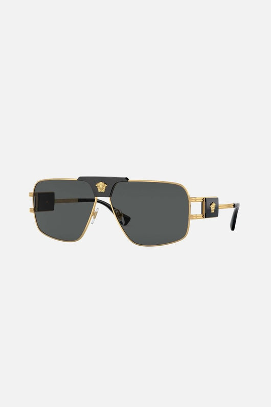 Versace black metal pilot sunglasses with gold details - Lux Studios