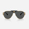 Versace black metal pilot sunglasses with iconic jellyfish and gold details