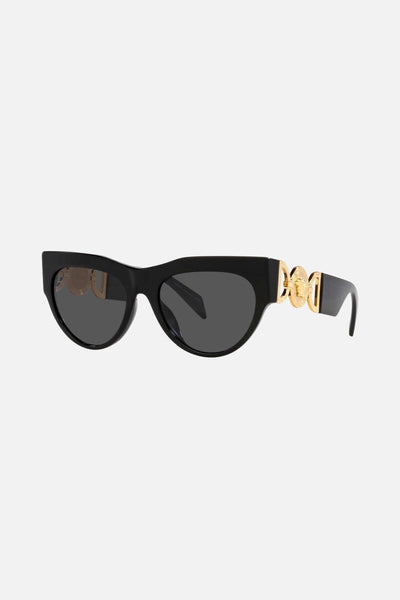 Versace cat-eye black sunglasses with gold logo - Lux Studios