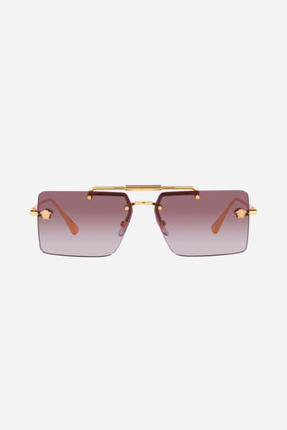 Versace gold pilot sunglasses with light purple mirror