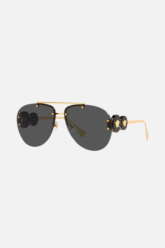 Versace grey pilot sunglasses featuring iconic jellyfish - Lux Studios